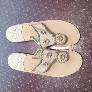 Jack Roger Sandals, Light Tan and Platinum trim, 8 1/2